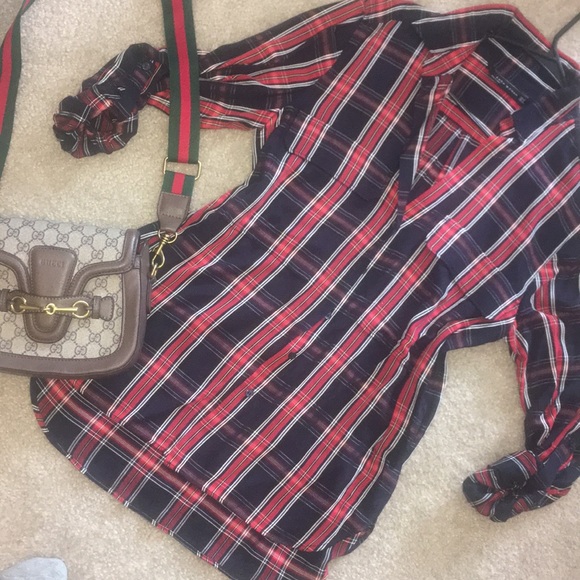 ZARA blouse shirt size s nice silky material plaid - Picture 14 of 14